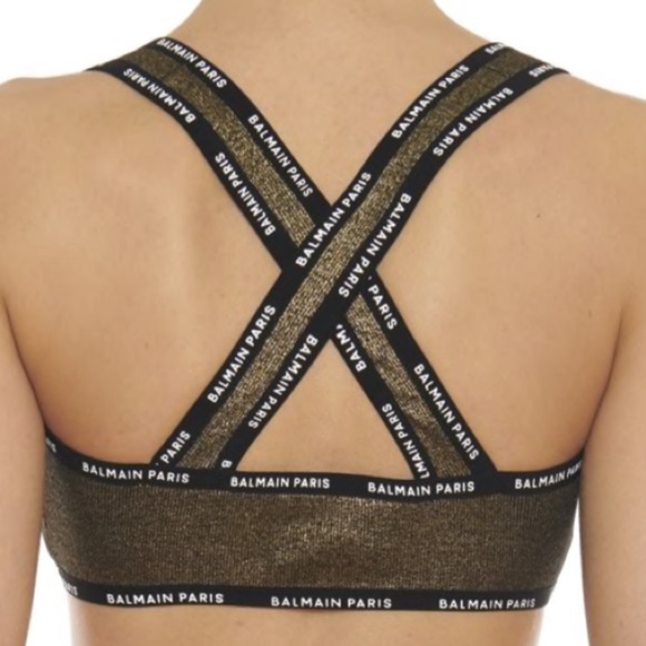 BALMAIN*Metallic Ribbed Gold Sportsbra**$270 - Picture 4 of 5